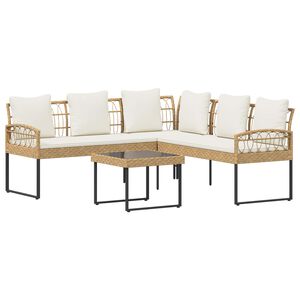 vidaXL Tr&auml;dg&aring;rdsoffset 2 st Naturf&auml;rg Poly Rattan St&aring;l