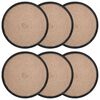 vidaXL Jute Placemats 6 pcs Naturlig och svart &Oslash; 30 cm 100% Tossa Jute