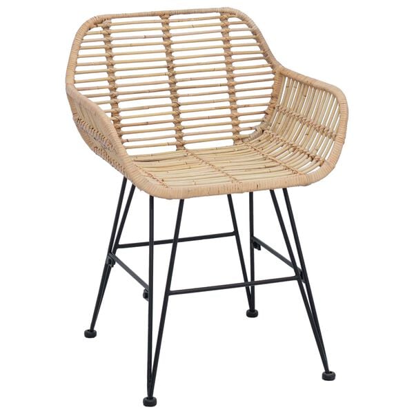 vidaXL Matstol 2 pcs Naturfärg 55 x 50 x 74 cm Rattan och Järn