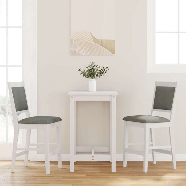 vidaXL Barstolar med kuddar 2 st, vit, massivt trä, gummi