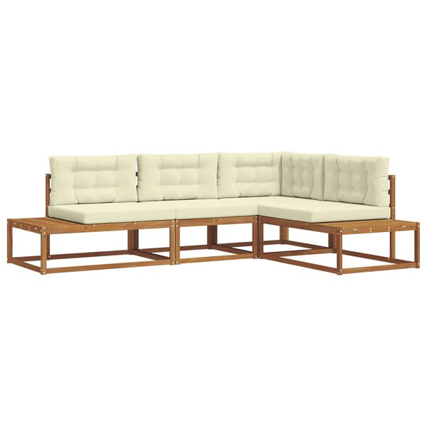 vidaXL Utomhussoffset 4 Stycke Naturlig och Gr&auml;dde