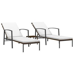 vidaXL Sols&auml;ngar 2 st med bord konstrotting brun