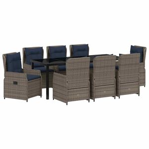 vidaXL Tr&auml;dg&aring;rdsm&ouml;belset 9 st Gr&aring; Poly rattan