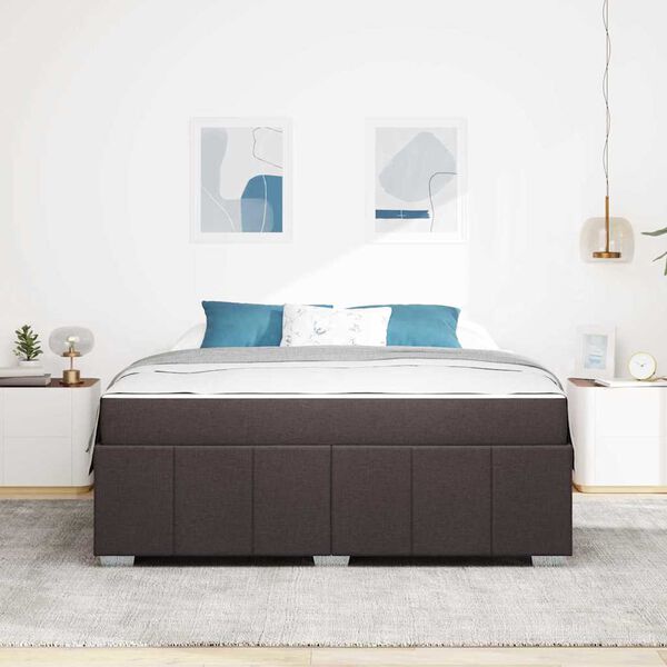 vidaXL S&auml;ngram med madrass M&ouml;rkbrun 180 x 200 cm tyg