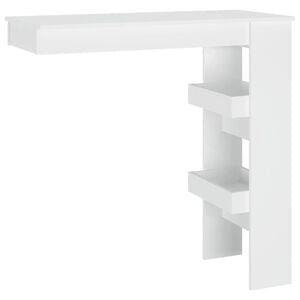 vidaXL Barbord v&auml;ggmonterat vit 102x45x103,5 cm konstruerat tr&auml;