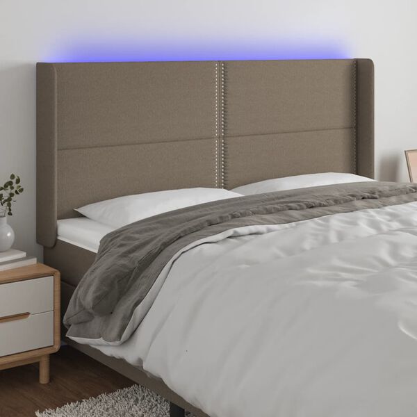 vidaXL S&auml;nggavel LED taupe 183x16x118/128 cm tyg