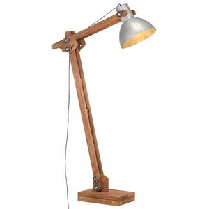 vidaXL Golvlampa silver massivt mangotr&auml; E27