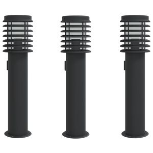 vidaXL Utomhusgolvlampor med eluttag 3 st svart 60 cm rostfritt st&aring;l