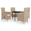 vidaXL Matgrupp f&ouml;r tr&auml;dg&aring;rden med dynor 5 delar beige
