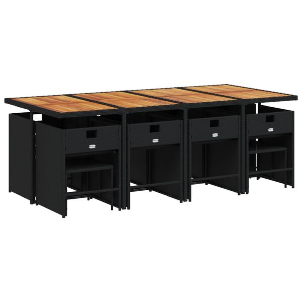 vidaXL Matgrupp f&ouml;r tr&auml;dg&aring;rden med dynor 13 delar svart konstrotting