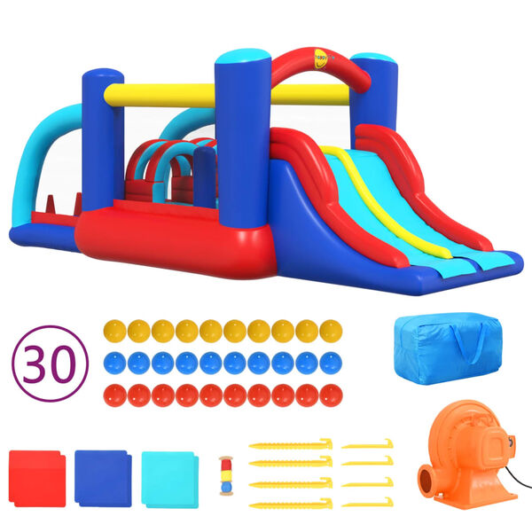 Happy Hop Uppbl&aring;sbar hoppborg med rutschkana 529x252,5x215 cm PVC