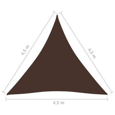 vidaXL Solsegel Oxfordtyg trekantigt 4,5x4,5x4,5 m brun