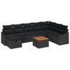 vidaXL Tr&auml;dg&aring;rdsoffset 9 st Svart Poly rattan