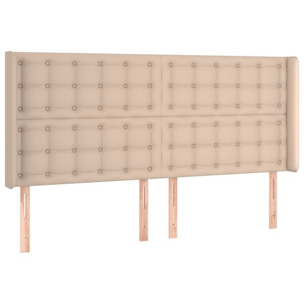 vidaXL S&auml;nggavel med kanter cappuccino 163x16x118/128 cm konstl&auml;der