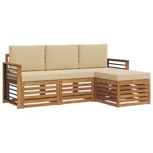 vidaXL Utomhussoffset med kudde 4 pcs Naturlig och Beige