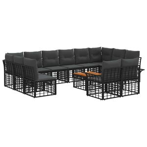vidaXL Utomhussoffset 13 pcs Svart och M&ouml;rkgr&aring; Polyester
