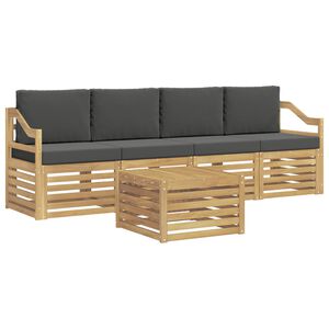 vidaXL Utomhussoffset 5 st Vit och antracit Polyester