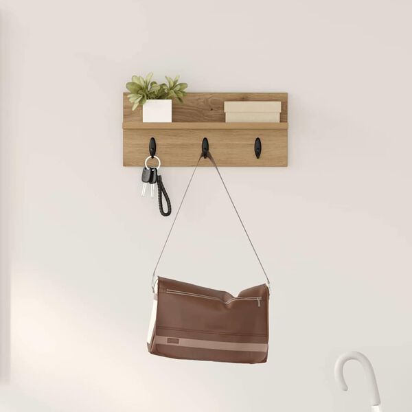 vidaXL V&auml;ggmonterad Kl&auml;dh&auml;ngare Artisan Ek 40 x 10,5 x 18 cm