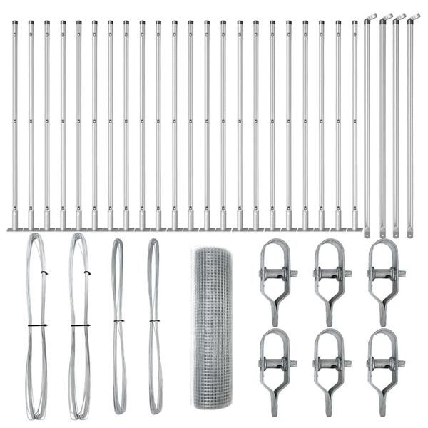 vidaXL St&auml;ngselstolpe Silver 50 x 0,4 m (19 x 19 mm n&auml;t) St&aring;l