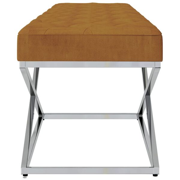 vidaXL B&auml;nk brun sammet och rostfritt st&aring;l