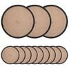 vidaXL Jute Placemats 12 pcs Naturlig och svart &Oslash; 30 cm