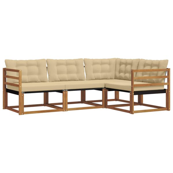 vidaXL Utomhussoffset med kudde 4 pcs Naturlig och Beige