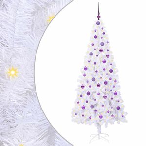 vidaXL Konstgjord julgran med 300 LED-lampor Vit 210 cm PVC och st&aring;l
