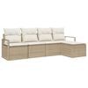 vidaXL Soffset 5 st Beige och gr&auml;ddf&auml;rgad konstrotting