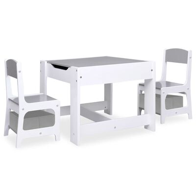 vidaXL Barnbord med 2 stolar vit MDF