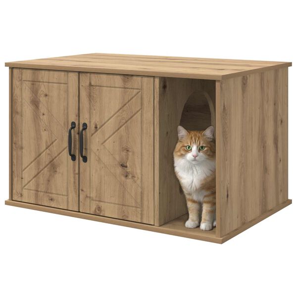 vidaXL Katt hus Artisan Ek 85 x 55 x 50 cm Konstruerat tr&auml;