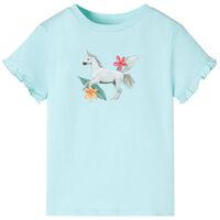 T-shirt med korta ärmar för barn ljus aqua 92