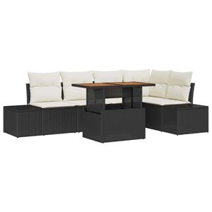 vidaXL Tr&auml;dg&aring;rdsoffset 6 st Svart Poly rattan