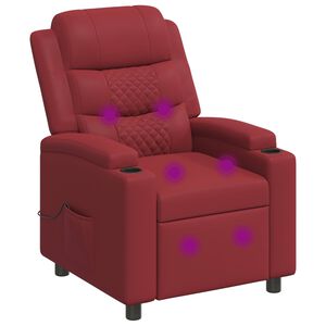 vidaXL Reclinerf&aring;t&ouml;lj med massage Vinr&ouml;d 75 x 93 x 98 cm Tyg
