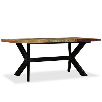 vidaXL Matbord massivt återvunnet trä och stål kryss 180 cm