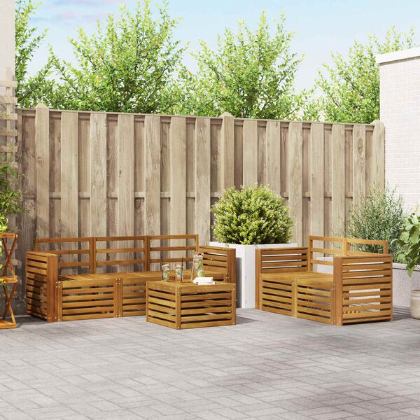 vidaXL Soffgrupper 6 pcs Naturf&auml;rg Massivt Akaciatr&auml;