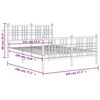 vidaXL S&auml;ngram med huvudgavel och fotgavel vit metall 140x190 cm