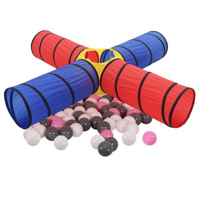 vidaXL Lektunnel med 250 bollar flerfärgad
