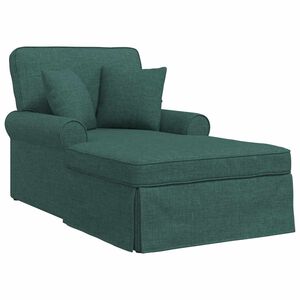 vidaXL Chaise Lounge med Kjol 3 st M&ouml;rkgr&ouml;n tyg 91 x 157 x 91 cm