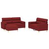 vidaXL Soffgrupp med prydnadskuddar & dynor 3 delar Vinr&ouml;d tyg