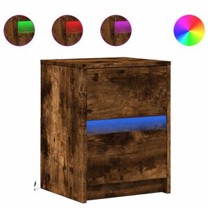 vidaXL S&auml;ngbord med LED-lampor r&ouml;kf&auml;rgad ek konstruerat tr&auml;