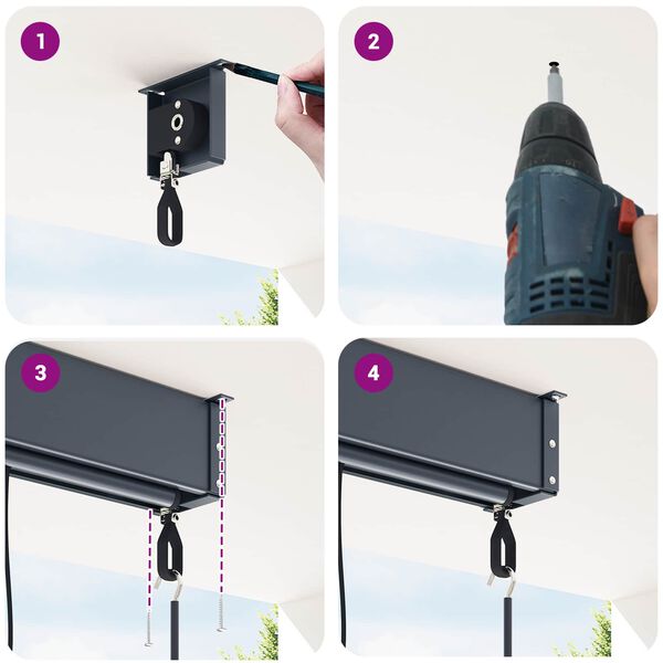 vidaXL Rullgardin med gardiner Antracit 200 x 250 cm Tyg och Aluminium