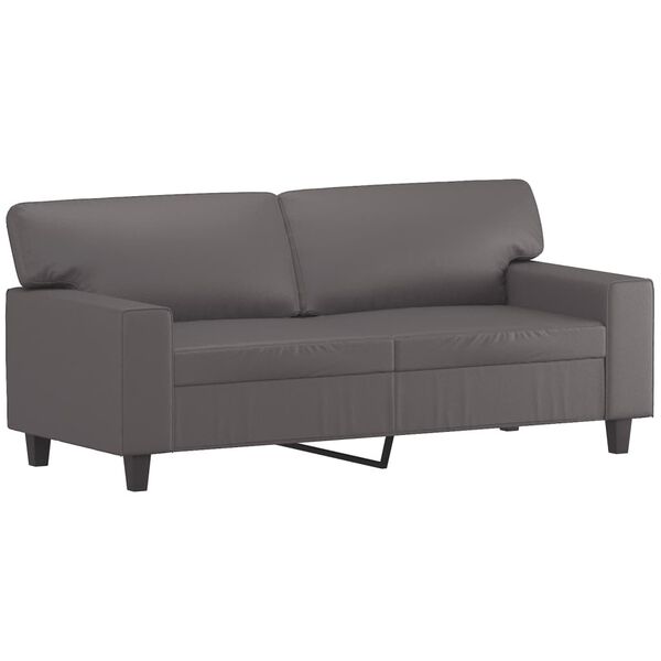 vidaXL 2-sits soffa med prydnadskuddar gr&aring; 140 cm konstl&auml;der