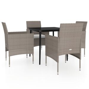 vidaXL Matgrupp f&ouml;r tr&auml;dg&aring;rden med dynor 5 delar beige och svart