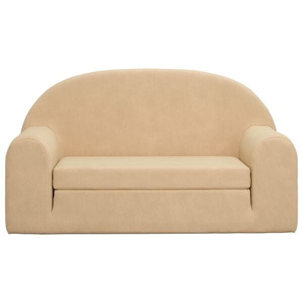 vidaXL B&auml;ddsoffa f&ouml;r barn 2-sits gr&auml;ddvit mjuk plysch