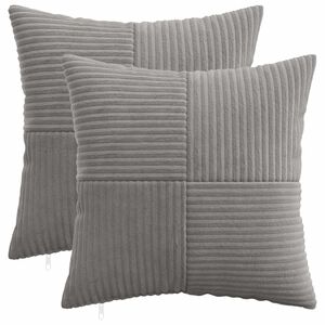 vidaXL Kudd&ouml;verdrag 2 st ALMELO Ljusgr&aring; 30 x 30 cm manchester