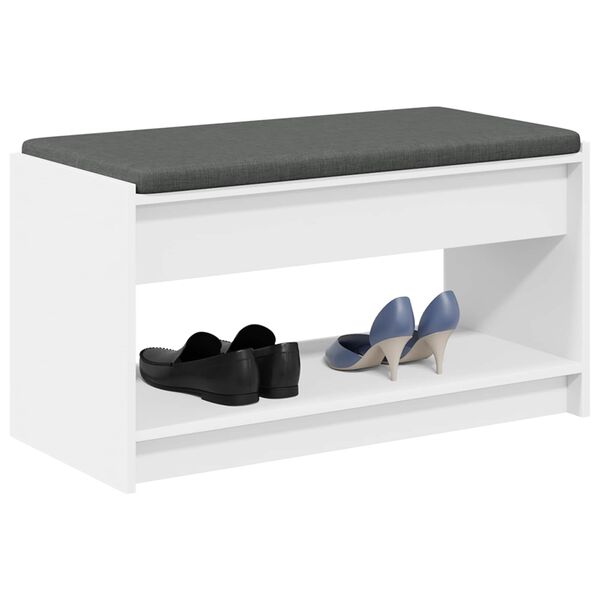 vidaXL Hallb&auml;nk med kudde Vit 83 x 38 x 45 cm Konstruerat Tr&auml; och Tyg