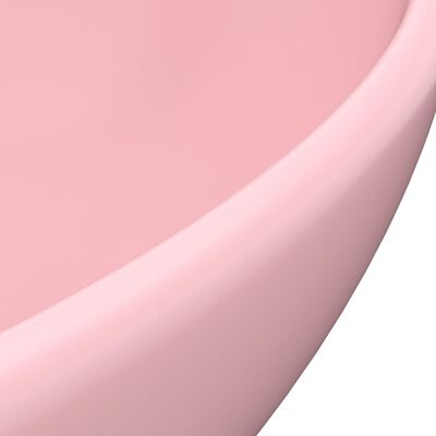 vidaXL Lyxigt ovalt handfat matt rosa 40x33 cm keramik