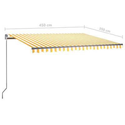 vidaXL Automatisk markis med vindsensor & LED 450x350 cm gul/vit