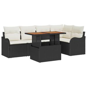 vidaXL Tr&auml;dg&aring;rdsoffset 6 st Svart Poly rattan