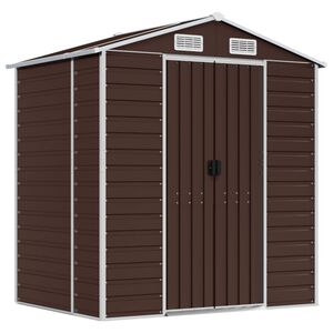 vidaXL Tr&auml;dg&aring;rdsskjul brun 191x130x198 cm galvaniserat st&aring;l